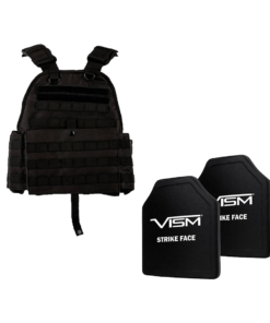 Body Armor Bundle: VISM Plate Carrier Vest, Size: Medium-2XL – Black + VISM Level IIIA Ballistic Soft Panel 10″X12″ Bullet Proof Up To .44 Mag, 2-Pack