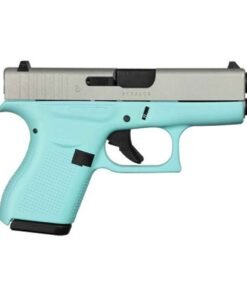 Glock 42 Robins Egg Blue 380 Auto (ACP) 3.26in Cerakote Shimmering Aluminum Pistol – 6+1 Rounds